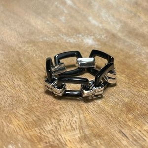 HSN Colleen Lopez Gems Sterling Silver Black Onyx Link Flexible Ring